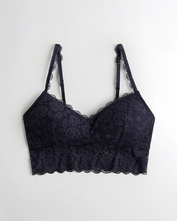 Bralette Hollister Donna Lace Longlinelette With Removable Pads Blu Marino Italia (279CUGPB)